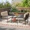 Costway 4 PCS Patio Furniture Set with Loveseat Tempered Glass Coffee Table & Soft Cushions